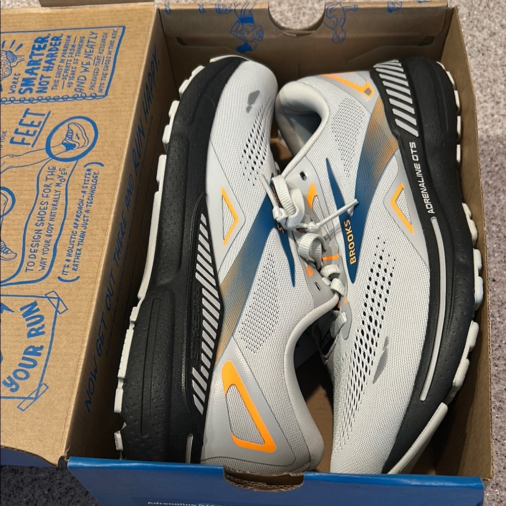 Brooks Adrenaline GTS 23 RUN WALK Shoes - Gray and Orange Men’s 10.5 NEW